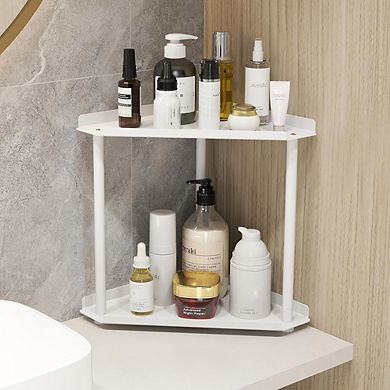 2-Tier Corner Counter Organizer Shelf, Bathroom & Kitchen Storage, Vanity Use