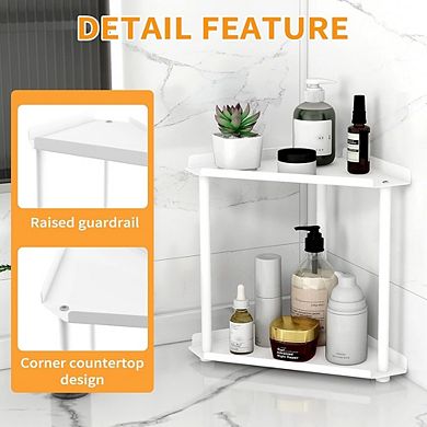 2-Tier Corner Counter Organizer Shelf, Bathroom & Kitchen Storage, Vanity Use