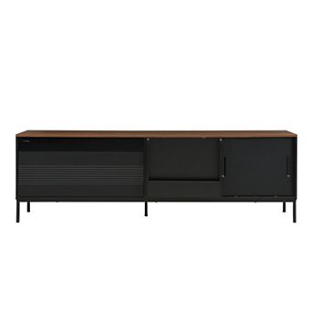 Trikiousd Modern TV Stand with Sliding Doors & Adjustable Shelves for TVs Up to 75"