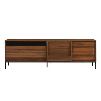 Trikiousd Modern TV Stand with Sliding Doors & Adjustable Shelves for TVs Up to 75"