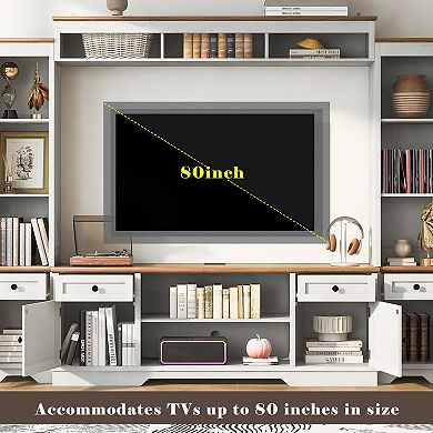 Trikiousd 98.8" Farmhouse Wall Unit TV Stand with Barn Doors & Adjustable Shelves