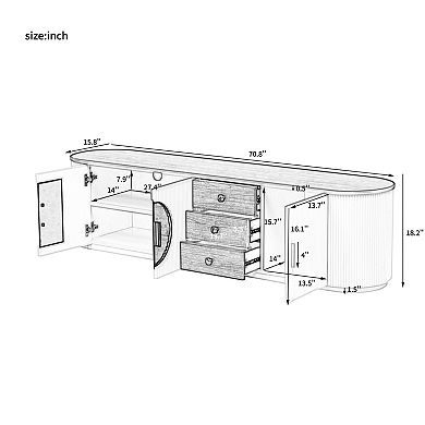 Trikiousd Modern Minimalist TV Stand with 3 Drawers & Cabinets for TVs Up to 80"