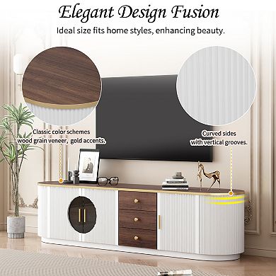 Trikiousd Modern Minimalist TV Stand with 3 Drawers & Cabinets for TVs Up to 80"