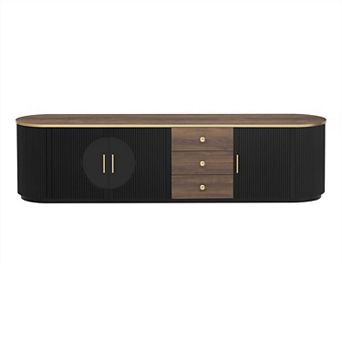 Trikiousd Modern Minimalist TV Stand with 3 Drawers & Cabinets for TVs Up to 80"