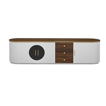 Trikiousd Modern Minimalist TV Stand with 3 Drawers & Cabinets for TVs Up to 80"