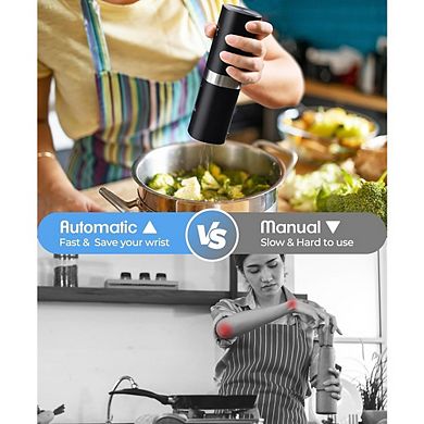 Electric Salt & Pepper Grinder Set, Rechargeable, Adjustable Coarseness, LED Light