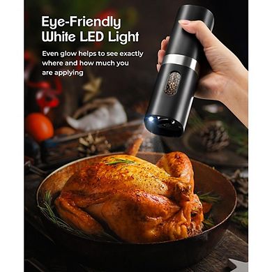 Electric Salt & Pepper Grinder Set, Rechargeable, Adjustable Coarseness, LED Light