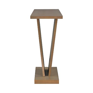 Trikiousd Classic Console Table with Natural Wood Veneer & V-Base Design