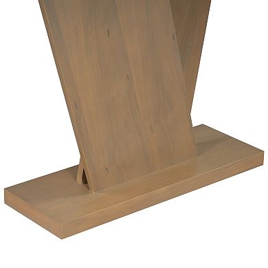 Trikiousd Classic Console Table with Natural Wood Veneer & V-Base Design