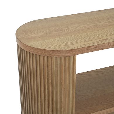Trikiousd Modern Entryway Console Table with Open Shelf & Wood Grain Finish
