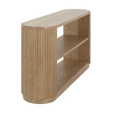 Trikiousd Modern Entryway Console Table with Open Shelf & Wood Grain Finish