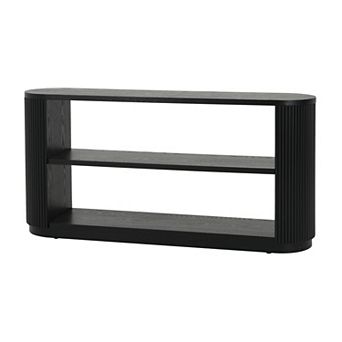 Trikiousd Modern Entryway Console Table with Open Shelf & Wood Grain Finish