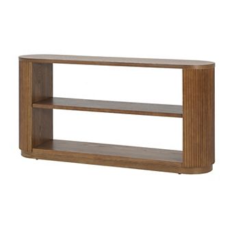 Trikiousd Modern Entryway Console Table with Open Shelf & Wood Grain Finish