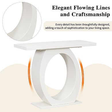 Trikiousd Modern Console Table with Egg-Shaped Base and Sleek Design