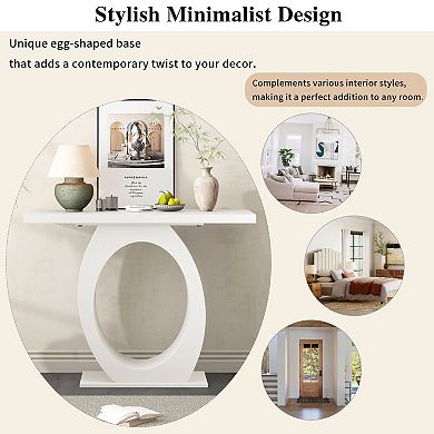 Trikiousd Modern Console Table with Egg-Shaped Base and Sleek Design