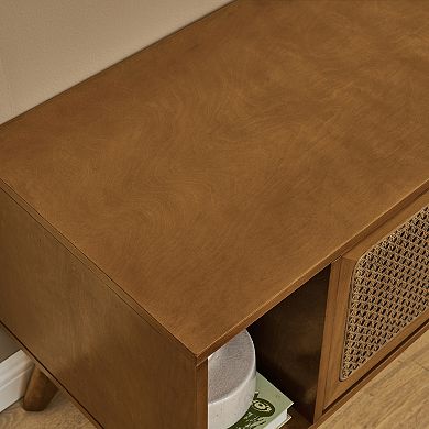 Trikiousd 67.9" Mid Century Modern Rattan TV Stand with Storage