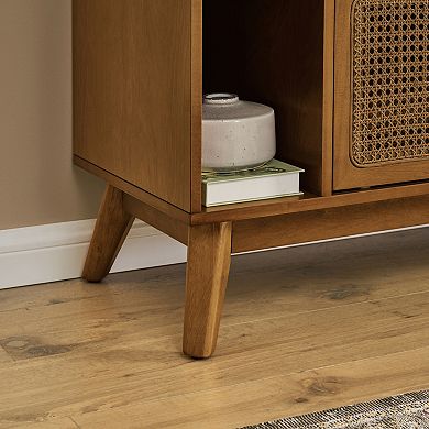 Trikiousd 67.9" Mid Century Modern Rattan TV Stand with Storage