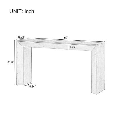 Trikiousd Elegant Fireplace Design Console Table with Wood Veneer Top