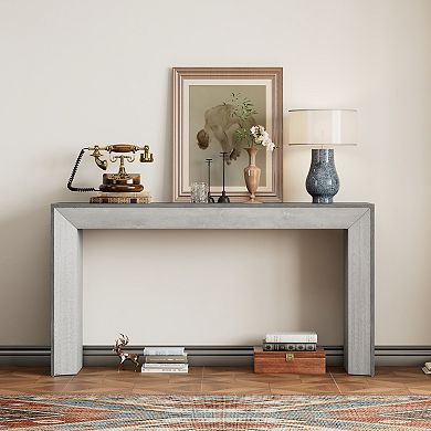 Trikiousd Elegant Fireplace Design Console Table with Wood Veneer Top