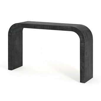 Trikiousd 52" Wood Console Table Entryways Table with Curved Edge & Natural Texture