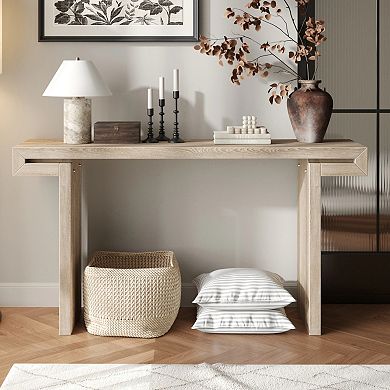 Trikiousd 60" Rustic Farmhouse Console Table Entryway Sofa Side Table with Distressed Wood Finish