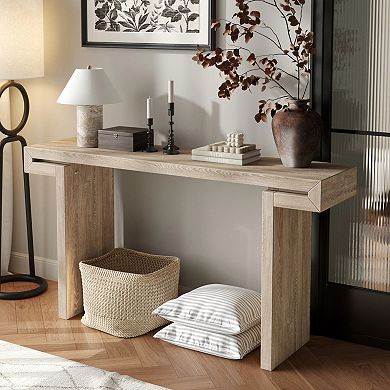 Trikiousd 60" Rustic Farmhouse Console Table Entryway Sofa Side Table with Distressed Wood Finish