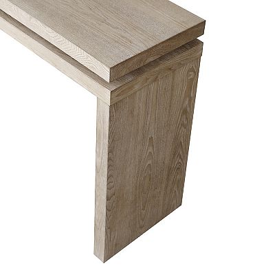 Trikiousd 60" Antique Farmhouse Console Table Retro Wooden Entryway Table with Double Shelf Design