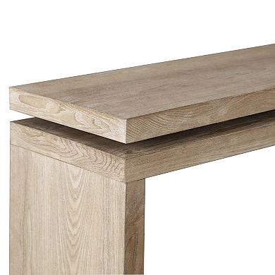 Trikiousd 60" Antique Farmhouse Console Table Retro Wooden Entryway Table with Double Shelf Design