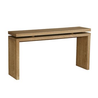 Trikiousd 60" Antique Farmhouse Console Table Retro Wooden Entryway Table with Double Shelf Design