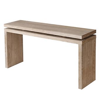 Trikiousd 60" Antique Farmhouse Console Table Retro Wooden Entryway Table with Double Shelf Design