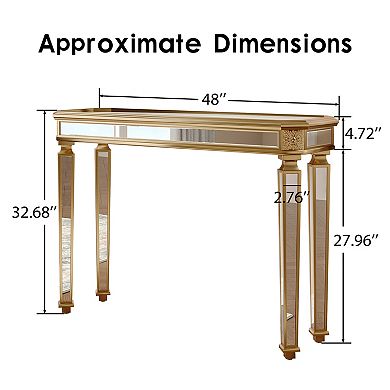 Trikiousd Mirrored Console Table Entryway Sofa Table with Vintage Carved Design