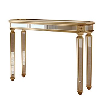 Trikiousd Mirrored Console Table Entryway Sofa Table with Vintage Carved Design