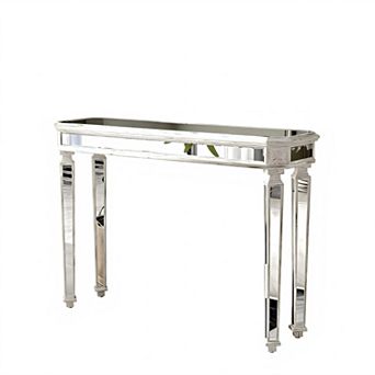 Trikiousd Mirrored Console Table Entryway Sofa Table with Vintage Carved Design