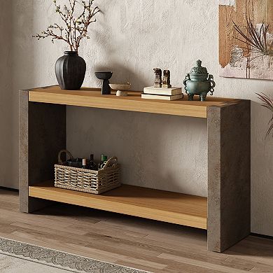 Trikiousd Vintage Industrial Console Table with Dovetail Joinery