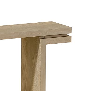 Trikiousd 66" Extra Wide Console Table Sofa Table with Wood Veneer Minimalist Design