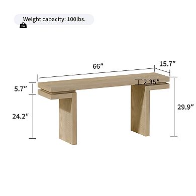 Trikiousd 66" Extra Wide Console Table Sofa Table with Wood Veneer Minimalist Design