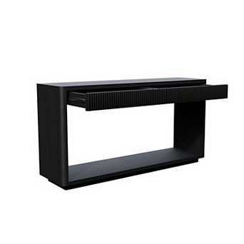 Trikiousd 60" Modern Fluted Console Table Sofa Table Behind Couch Table with 2 Drawers & Wood Veneer