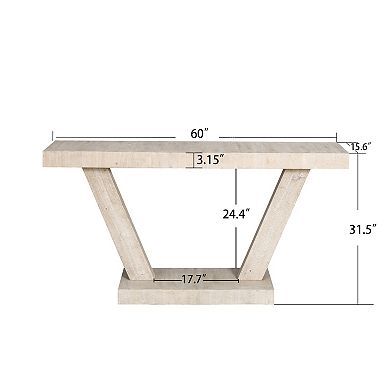 Trikiousd 60" Vintage Distressed Wood Console Table with 2-Tier Storage