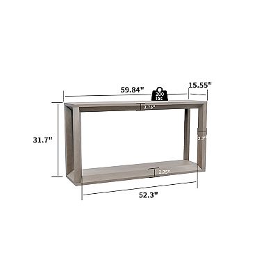 Trikiousd 60" Wood Veneer Console Table Wide Sofa Table with Ample Storage for Entryway