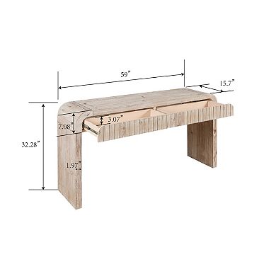 Trikiousd 59" Farmhouse Console Table Vintage Crafted Entryway Table with 2 Hidden Handle Drawers
