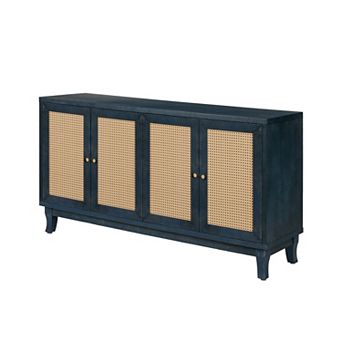 Trikiousd Modern Storage Cupboard Console Table with 4 Doors and Adjustable Shelves