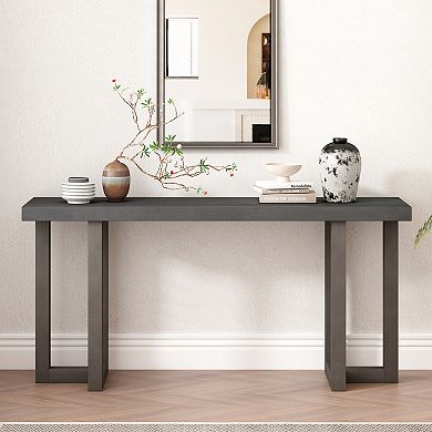 Trikiousd Geometric Console Table with Pine Legs and Veneer Top