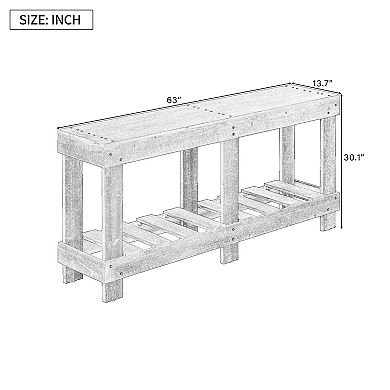 Trikiousd 62.9" Vintage Console Table Entryway Table with Solid Wood & Storage Shelf