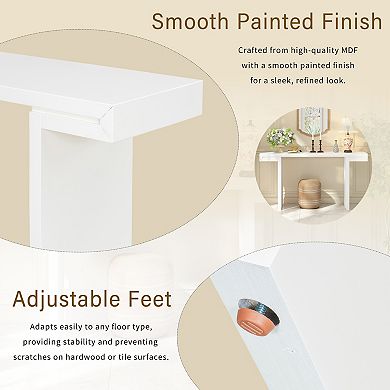 Trikiousd 60" Modern Console Table Stylish Entryway Table with Geometric Design & Adjustable Feet
