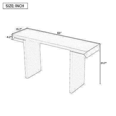 Trikiousd 60" Modern Console Table Stylish Entryway Table with Geometric Design & Adjustable Feet
