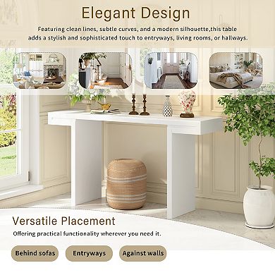 Trikiousd 60" Modern Console Table Stylish Entryway Table with Geometric Design & Adjustable Feet