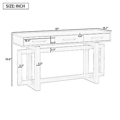 Trikiousd 57" Elegant Console Table with 3 Drawers Modern Entryway Sofa Table