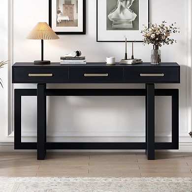 Trikiousd 57" Elegant Console Table with 3 Drawers Modern Entryway Sofa Table