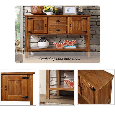 Trikiousd 46" Retro Solid Wood Console Table Sideboard Cabinet with 2 Drawers & Storage