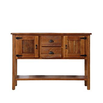 Trikiousd 46" Retro Solid Wood Console Table Sideboard Cabinet with 2 Drawers & Storage